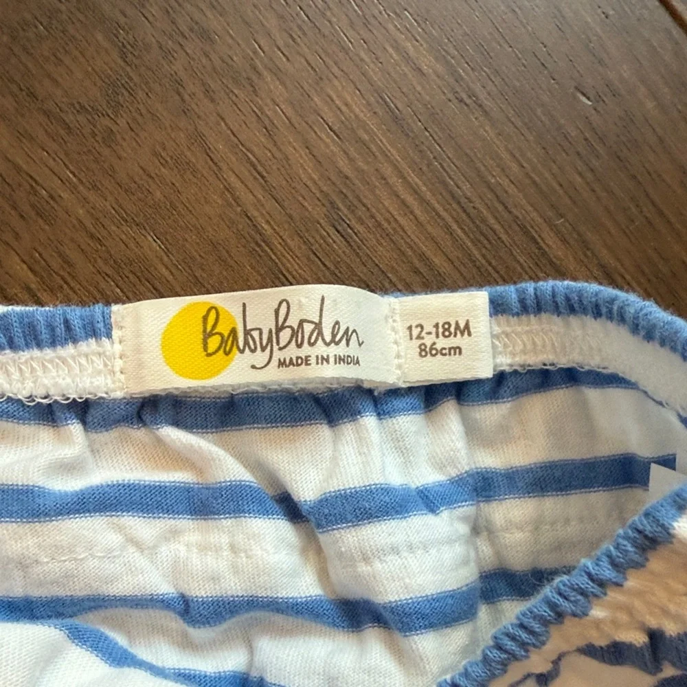 Baby Boden Blue Bunny Print Kids Romper Set Size 12-18 Months C17-015